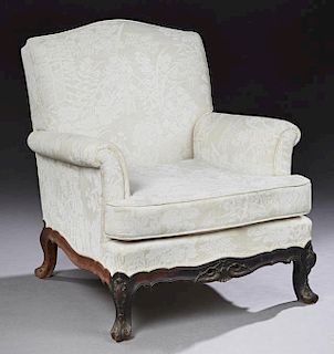 French Louis XV Style Carved Mahogany Upholstered