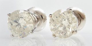 Pair of 14K Diamond Stud Pierced Earrings, each of