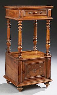 French Henri II Style Carved Walnut Marble Top Nig