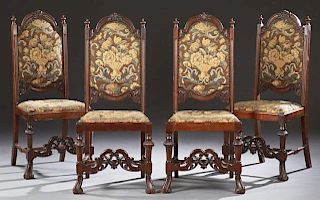 Set of Four Carved Mahogany William and Mary Style