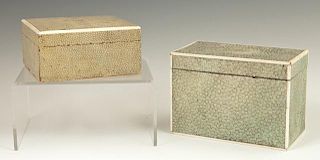 Two Shagreen and Mahogany Boxes, 20th c., with bon