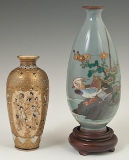 Two Japanese Vases, consisting of a Ginbari cloiso