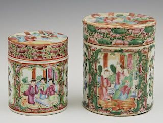 Two Chinese Famille Rose Porcelain Covered Tobacco
