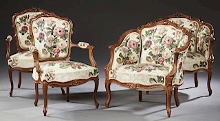 Set of Four French Louis XV Style Armchairs, early