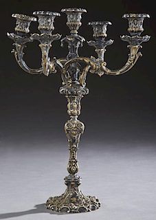 Louis XV Style Brass Five Light Candelabra, early
