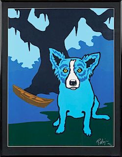 George Rodrigue (1944-2013), "Row With Me Henry," 1995,  silkscreen, 192/200, produced for the WYES-TV auction, New Orleans,