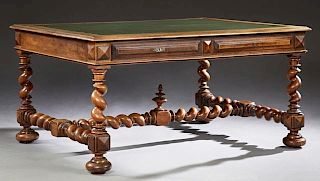 Henri II Style Carved Walnut Partner's Desk, late