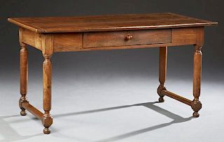 French Provincial Carved Oak Farmhouse Table, 19th