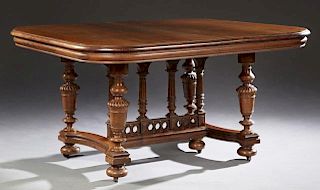 French Henri II Carved Walnut Dining Table, late 1