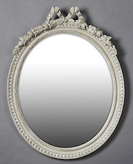 Louis XV Style Carved Wood Oval Overmantel Mirror,