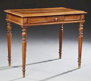 French Louis XVI Style Carved Walnut Writing Table