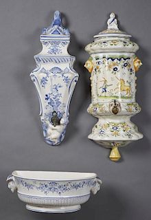 Group of Two French Ceramic Lavabos, late 19th c.,