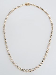 14K Yellow Gold Tennis Necklace, each of the 93 li