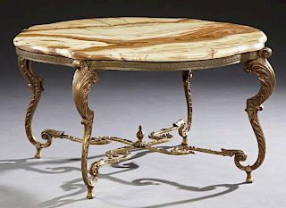 French Louis XV Style Onyx Top Bronze Coffee Table