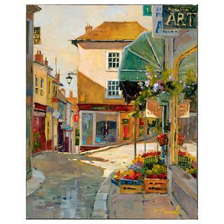 Marilyn Simandle, "Cobblestone Village" Limited Edition on Canvas, Numbered and Hand Signed with Letter of Authenticity.