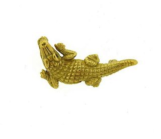18k Gold Alligator Brooch Pin