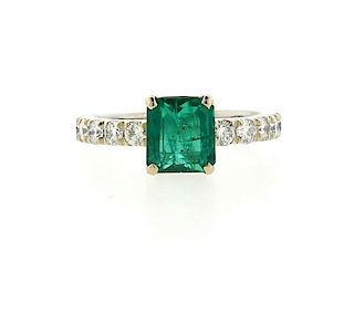 18k Gold 1.59ct Emerald Diamond Engagement Ring