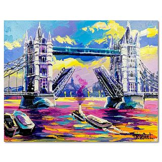 Yana Rafael "London Bridge" Hand Signed Original Painting on Canvas with Letter of Authenticity.
