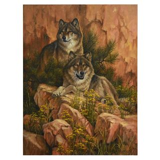 Larry Fanning (1938-2014), "Summer Retreat - Gray Wolves" Limited Edition on Canvas, AP Numbered and Hand Signed with Letter of Authenticity.