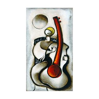 David Schluss, "Guitar Melody" Limited Edition Serigraph, Numbered and Hand Signed with Letter of Authenticity.