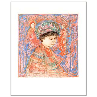 "Boy with Turban" Limited Edition Lithograph by Edna Hibel (1917-2014), Numbered and Hand Signed with Certificate of Authenticity.
