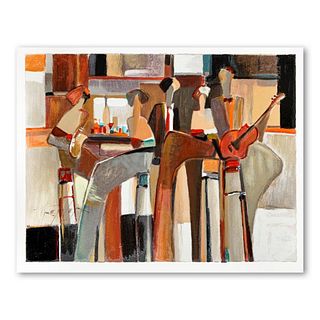 Yuri Tremler, "Music at the Bar" Limited Edition Serigraph, Hand Signed with Letter of Authenticity.