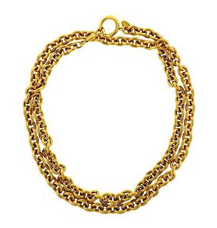 Chanel Gold Tone Long Chain Necklace