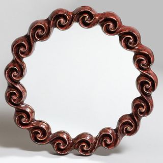 Contemporary Glazed Ceramic Wave Mirror, Signed Gail Dooley, 2014