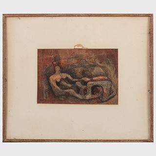 After Henry Moore (1898-1986): Study for Reclining Figure in Wood