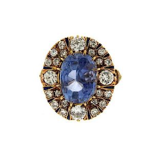 Antique Victorian 14k Gold Sapphire Diamond Ring
