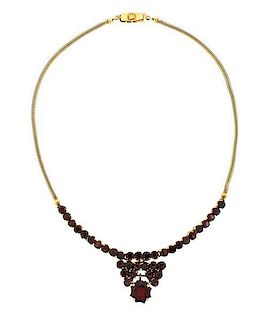 18K Gold Red Purple Stone Necklace