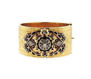 Continental 18k Gold Diamond Bangle Bracelet