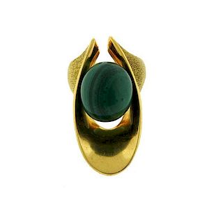 M. Registrado 1970s 18k Gold Malachite Ring