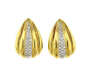 18K Gold Diamond Hinged Earrings
