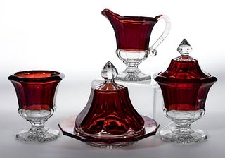 DOUGLASS (OMN) - RUBY-STAINED FOUR-PIECE TABLE SET