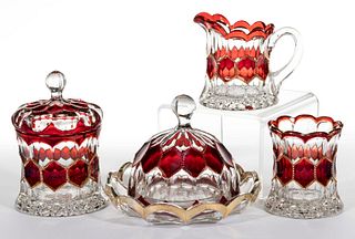 UNION'S RADIANT (OMN) - RUBY-STAINED FOUR-PIECE TABLE SET