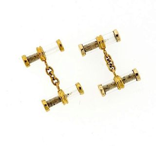 Trianon 18k Gold Crystal Sand Bar Cufflinks