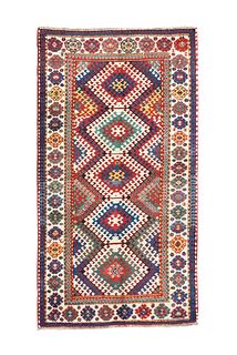 Antique Kazak Borchelou Rug, 4'10" x 8’8” (1.47 x 2.64 M)
