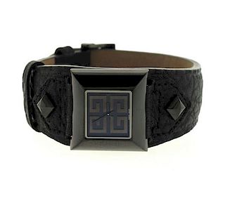 Givenchy Black Ceramic Leather Studded Watch