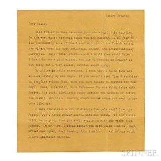 Kerouac, Jack (1922-1969) Typed Letter, with Manuscript Additions, [March 1940.]