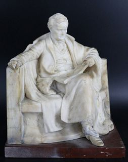 A Marble Bust of a Seated Man, Likely Gladstone