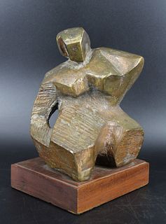 Bronze Cubist Style Sculpture of Woman