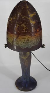 After Emile Galle (1846-1904) Large Cameo Glass Lamp.