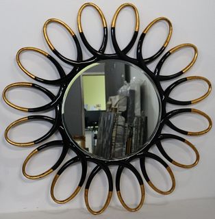 Vintage Ebonised & Gilt Sunburst Style Mirror.