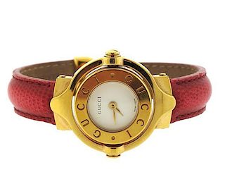 Gucci 18k Gold Flip Face Cuff Bracelet Watch 0041331