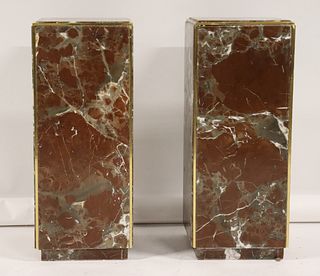 A Pair of Midcentury Style Brass Mounted Marble