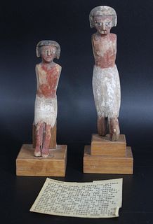 (2)  Wooden Oarsman Tomb Figures. Egypt, 12th Dyn.