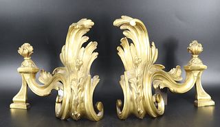A Pair of Antique Bronze Chenet / Fire Dogs