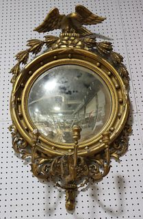 Antique Federal Mirror/Sconce with Eagle Crown.