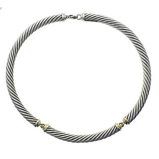 David Yurman Sterling 14K Gold Cable Necklace
